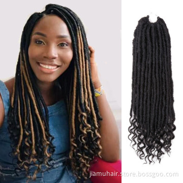 Soft Natural Black Synthetic Soul Goddess Locs Extensions with Curly End Braiding Hair Faux locs crochet hair